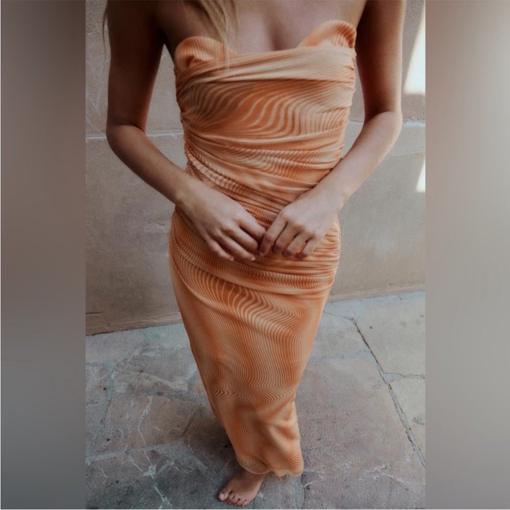 Zara orange mesh midi
